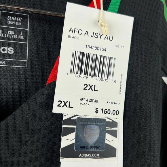 Arsenal FC 2025 Adidas Away Authentic Jersey Black Men’s 2XL Soccer Shirt NWT - Picture 6 of 8
